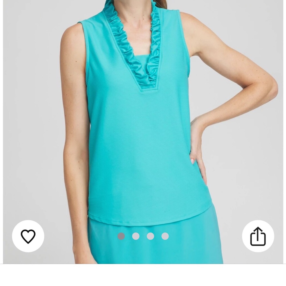 Chico's  Ruffled Blouse with V-Neck size1 color is called Oceano